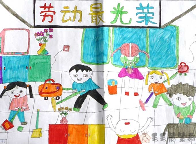 五一劳动节幼儿绘画图片