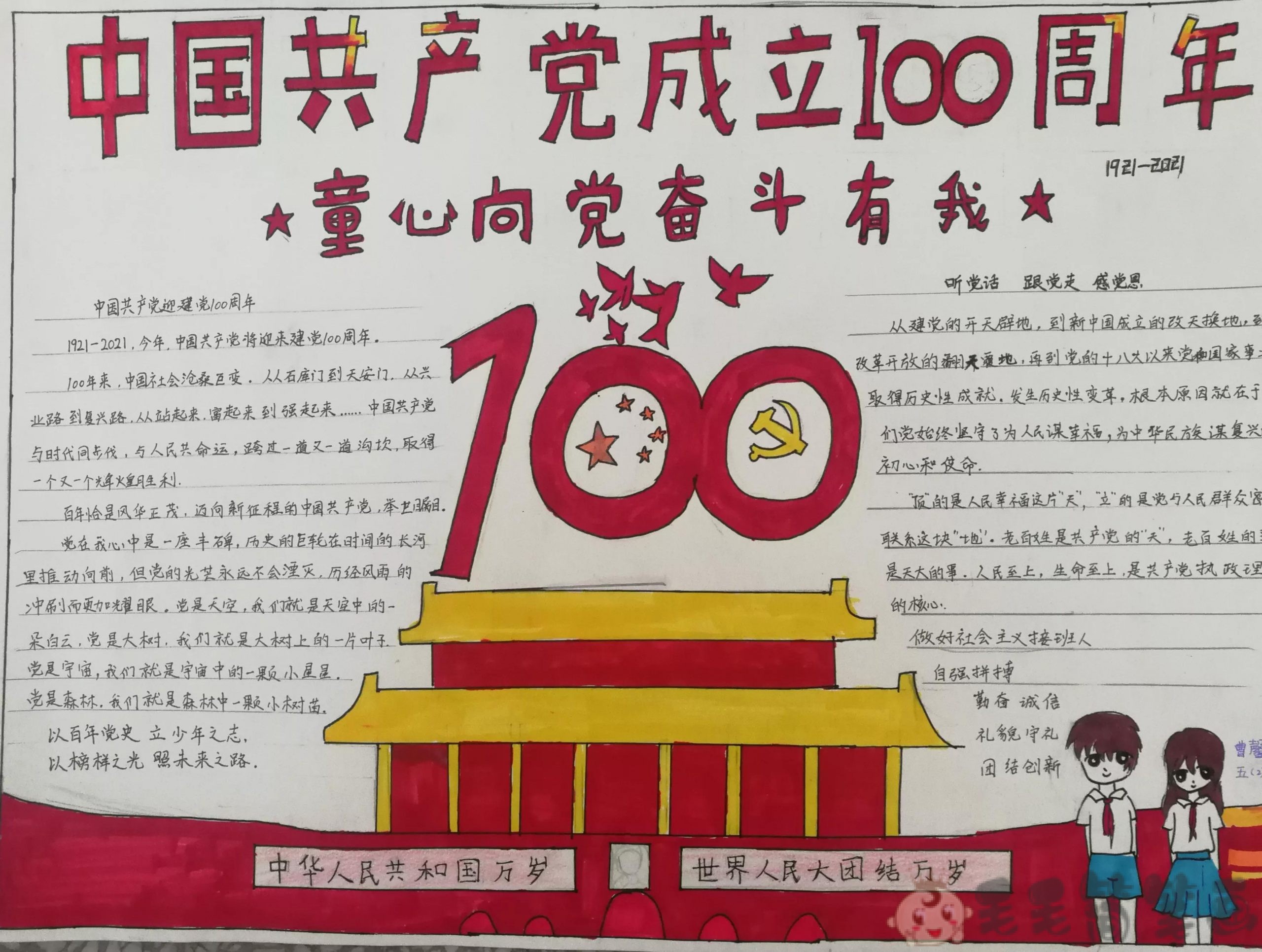 建党100年五年级手抄报图片