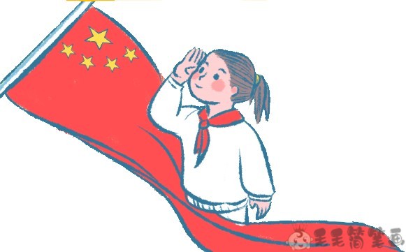 画国旗 少先队员图片