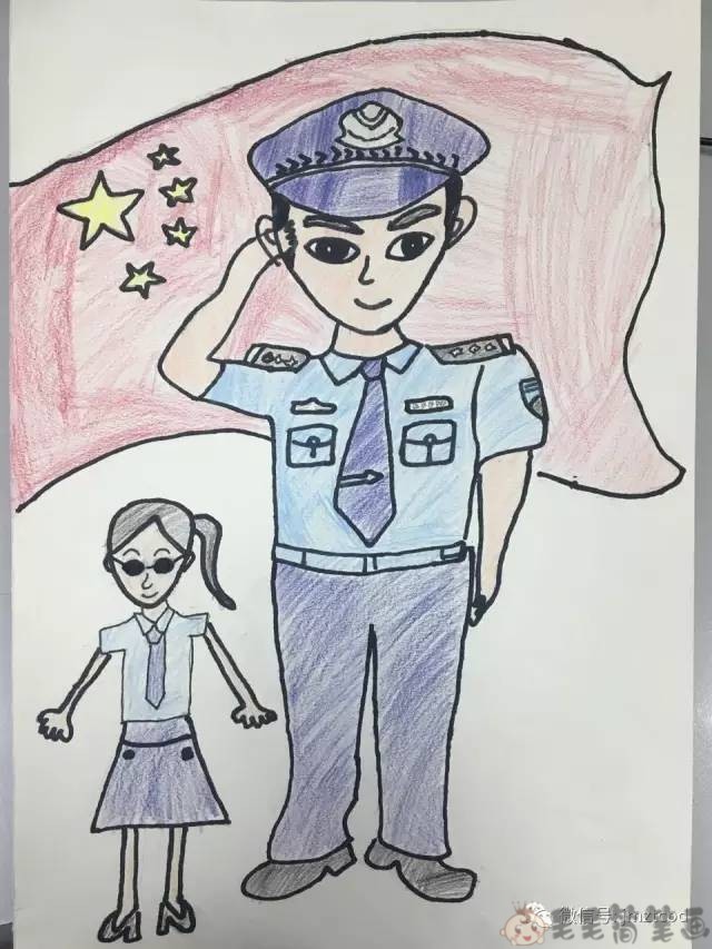 简单的警察画画图片