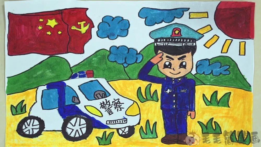 警察局儿童画图片