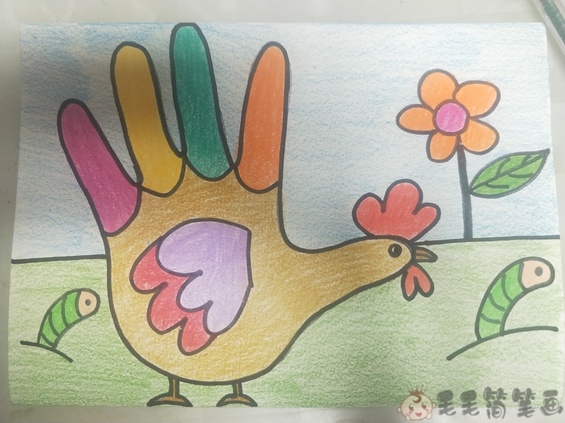 漂亮手指印画教程 小鸟手指印画怎么画好看（一年级学生画画作品） - 有点网 - 好手艺