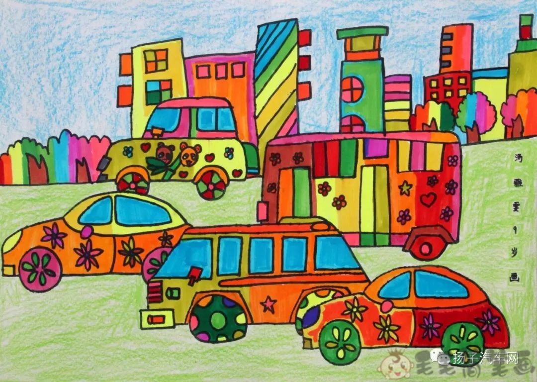 会飞的汽车绘画,未来汽车儿童画 - 毛毛简笔画