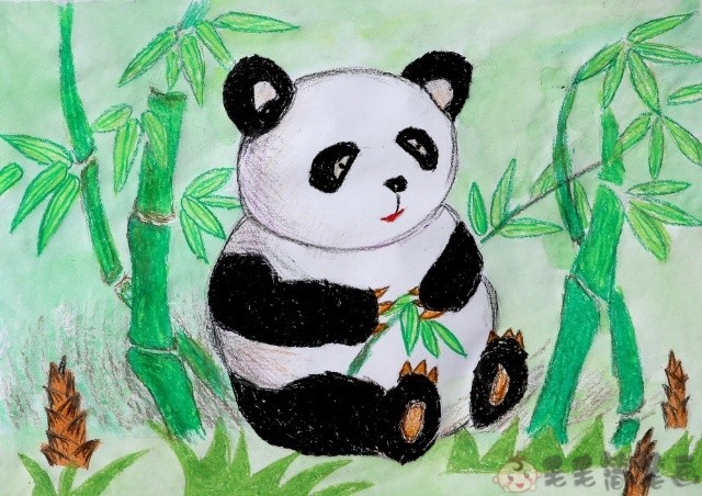 儿童画熊猫熊猫儿童美术画