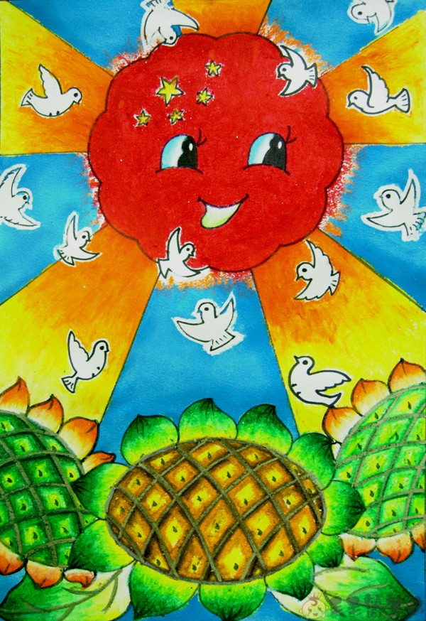 太阳绘画幼师图片