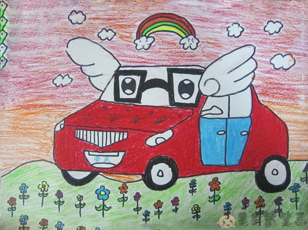 会飞的汽车绘画未来汽车儿童画
