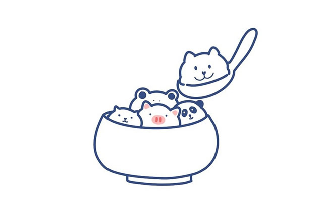 萌宠汤圆简笔画