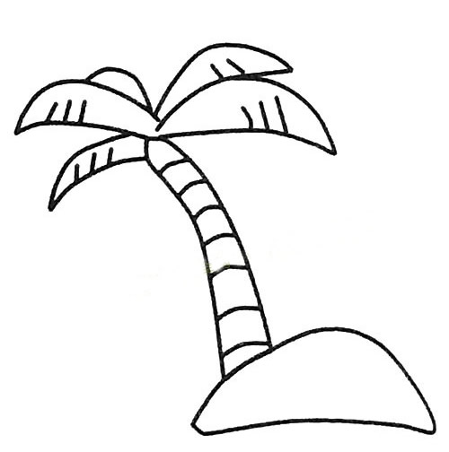 椰子树简笔画 简笔画大海椰子树 中级简笔画教程-第3张