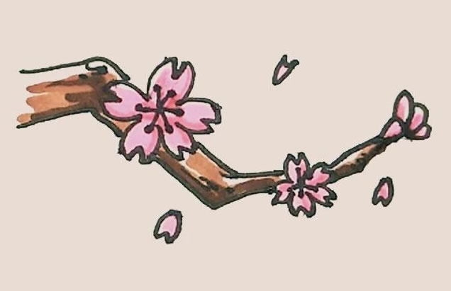 桃花简笔画的画法步骤图解教程 中级简笔画教程-第1张