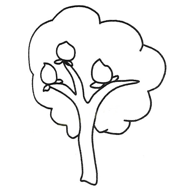【桃树简笔画图画】6种不同的桃树少儿简笔画画法 植物-第1张