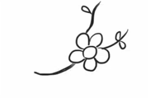 一支梅花简笔画画法步骤 中级简笔画教程-第4张
