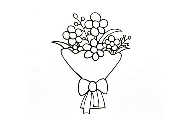 一素鲜花简笔画画法步骤图片 植物-第4张