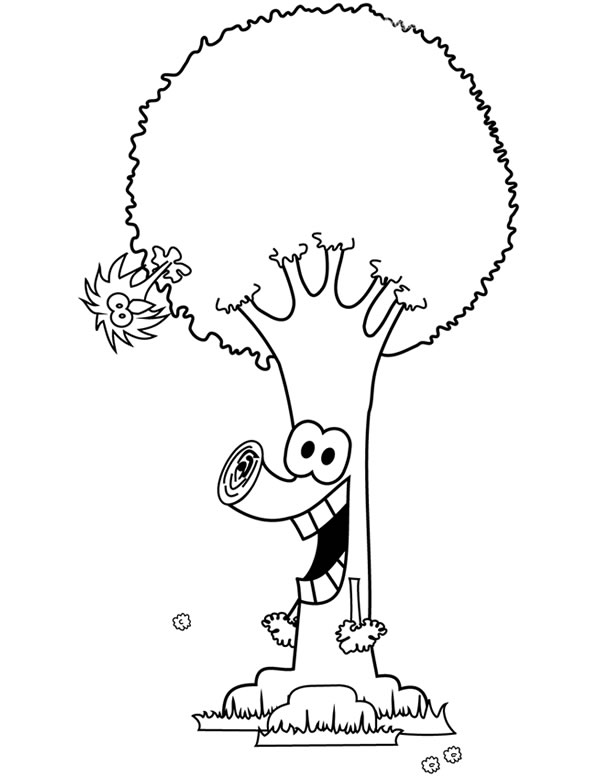 开心的大树简笔画图画_卡通大树的简单画法 植物-第1张