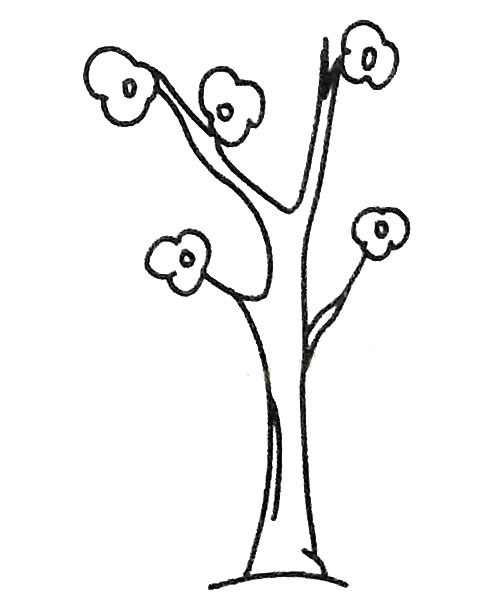 【桃树简笔画图画】6种不同的桃树少儿简笔画画法 植物-第6张