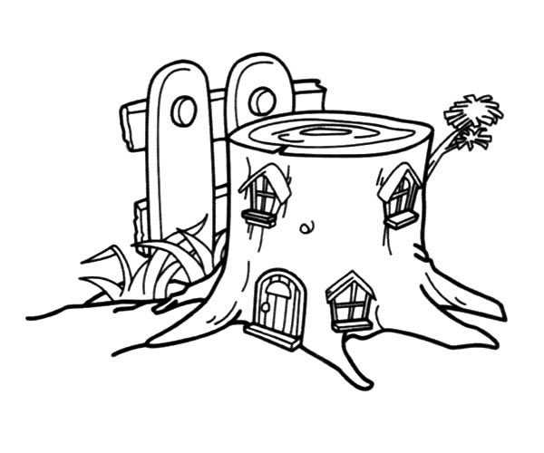 漂亮的树桩房子简笔画图画_树桩房子的简单画法 植物-第1张