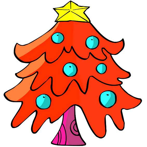 【圣诞树简笔画画法步骤】儿童画圣诞树简笔画彩色图片 植物-第1张
