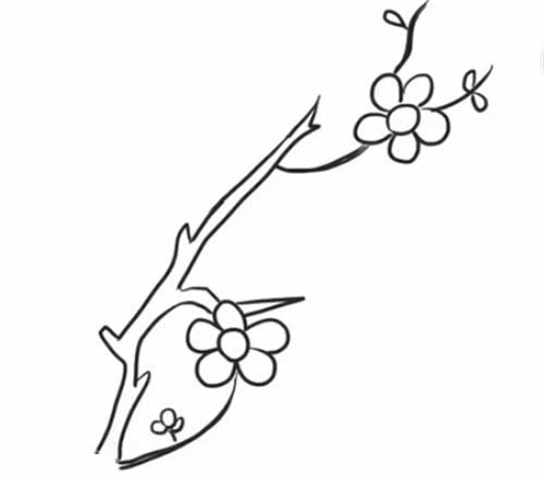 一支梅花简笔画画法步骤 中级简笔画教程-第6张