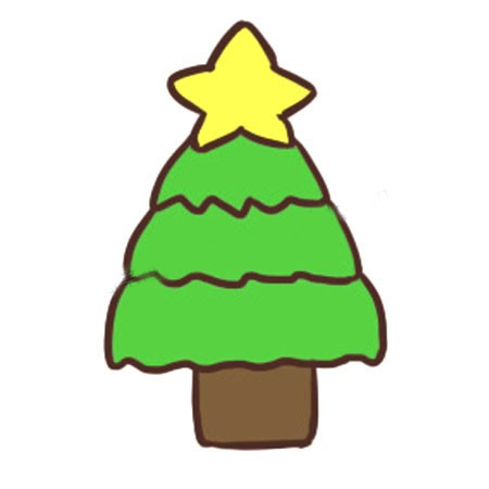 彩色圣诞树简笔画画法步骤 初级简笔画教程-第1张