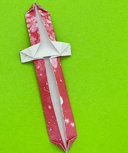 宝剑手工折纸教程步骤图解法 手工折纸-第16张