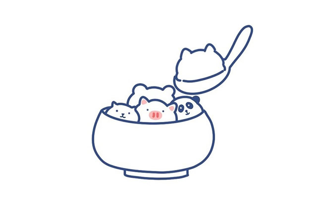 萌宠汤圆简笔画