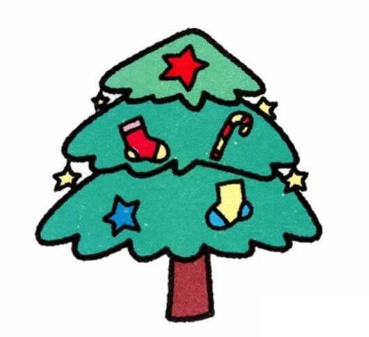 【圣诞树简笔画彩色】带颜色的圣诞树简笔画图画 植物-第1张