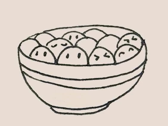 一碗汤圆简笔画