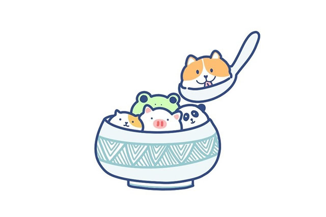 萌宠汤圆简笔画