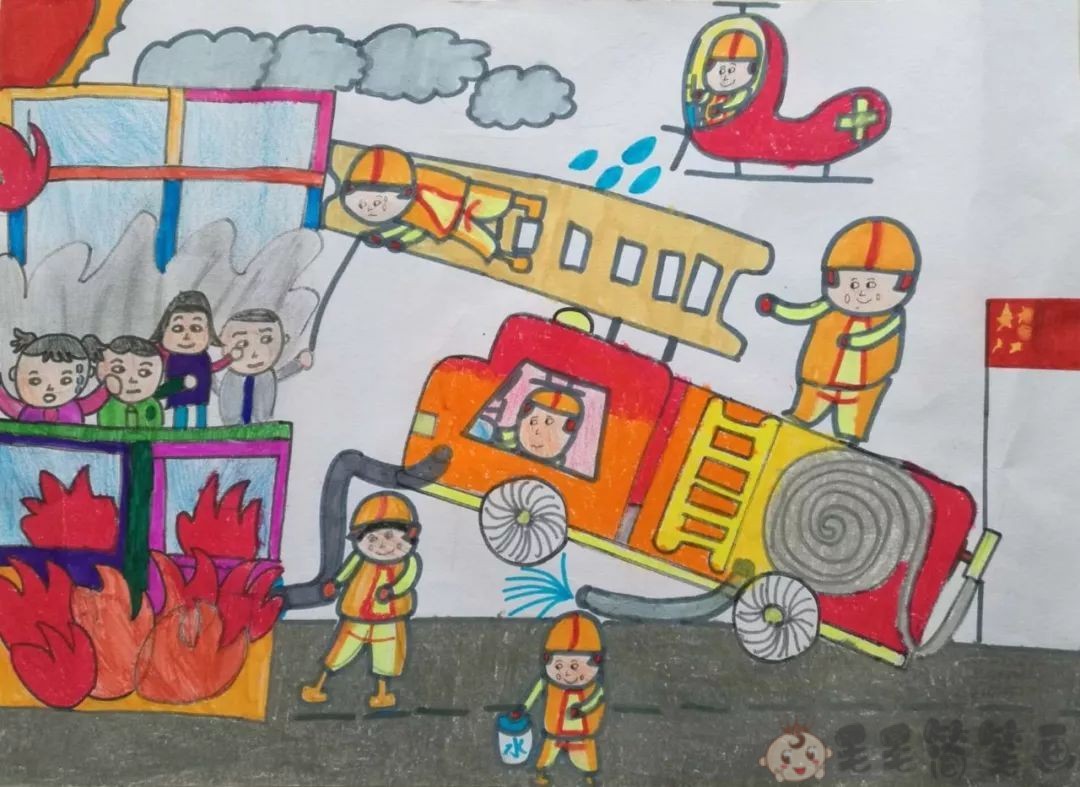 4年级消防安全绘画,三年级简单消防画,6年级最简单消防画_大山谷图库