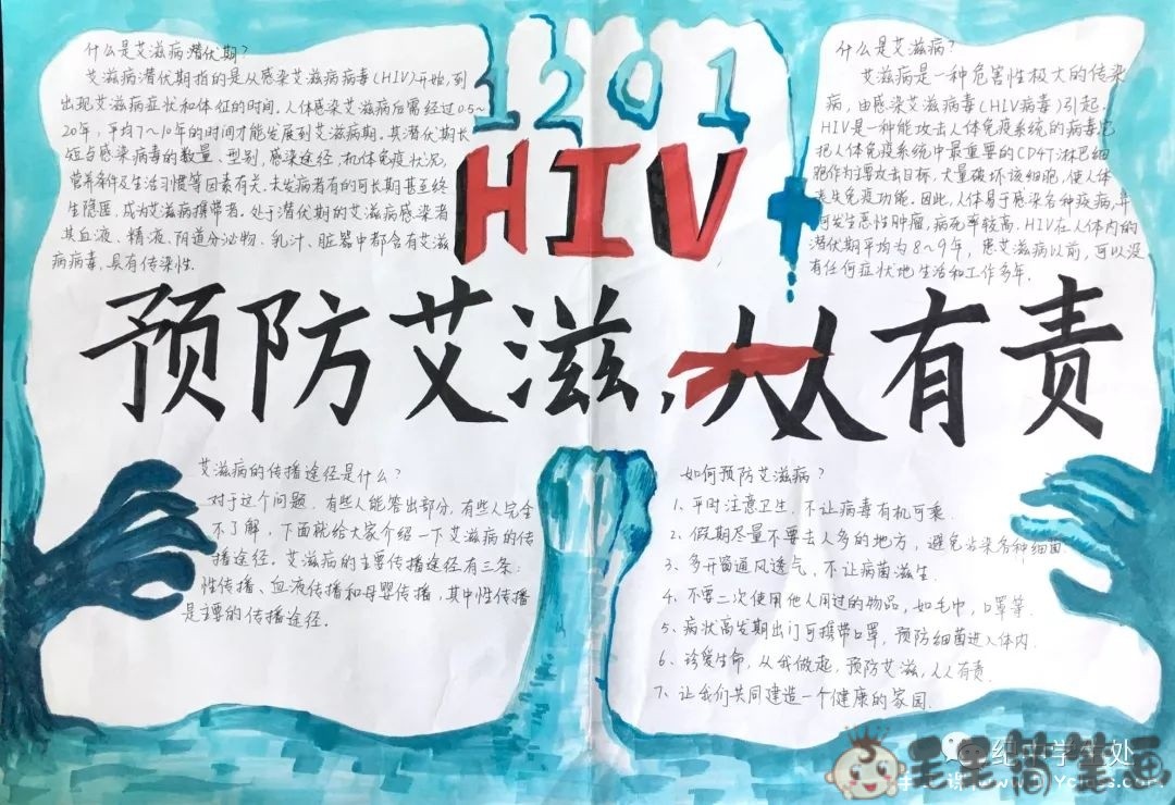 艾滋病防治手抄报简单图片