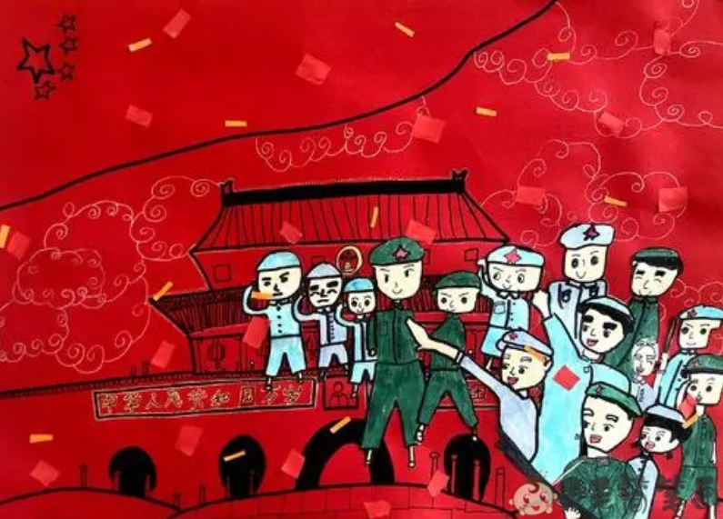 红色革命绘画高中图片