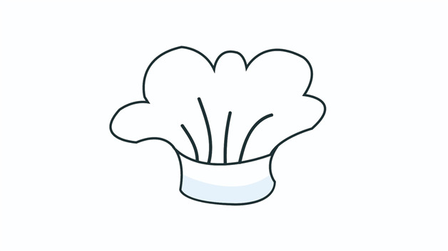 厨师帽简笔画怎么画 厨师帽简笔绘图片 中级简笔画教程-第1张
