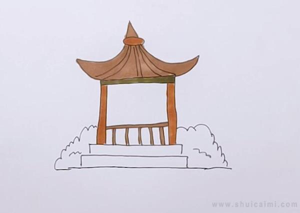 凉亭儿童简笔画画法,亭子简笔画 中级简笔画教程-第6张