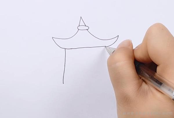 凉亭儿童简笔画画法,亭子简笔画 中级简笔画教程-第2张