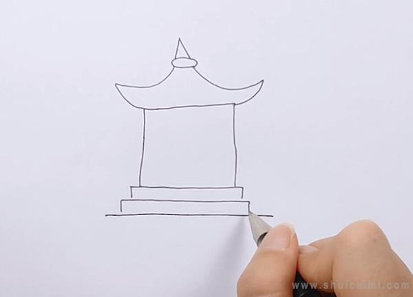 凉亭儿童简笔画画法,亭子简笔画 中级简笔画教程-第3张