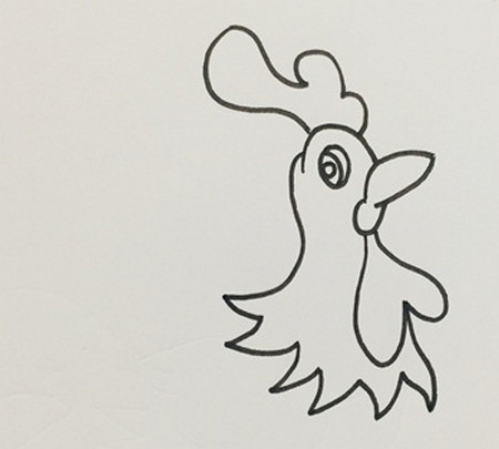 大公鸡简笔画画法步骤涂色 中级简笔画教程-第3张