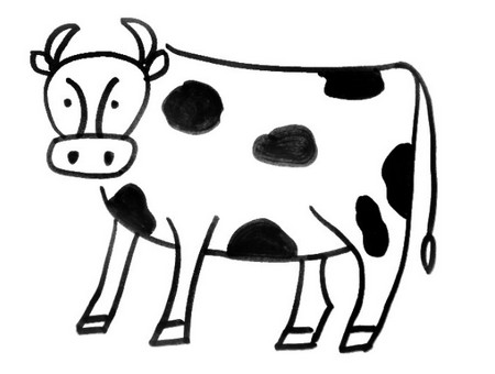 奶牛简笔画图片大全可爱 中级简笔画教程-第3张