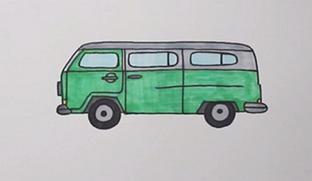 公共汽车简笔画步骤图 中级简笔画教程-第1张