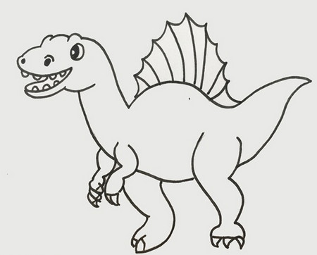 棘龙简笔画 恐龙的画法步骤 中级简笔画教程-第4张