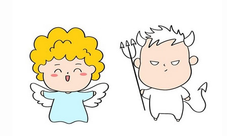 天使与恶魔怎么画简笔画 中级简笔画教程-第5张