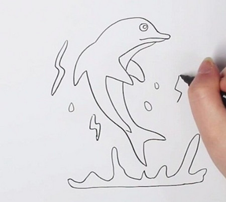 海豚彩色简笔画步骤图解 中级简笔画教程-第3张