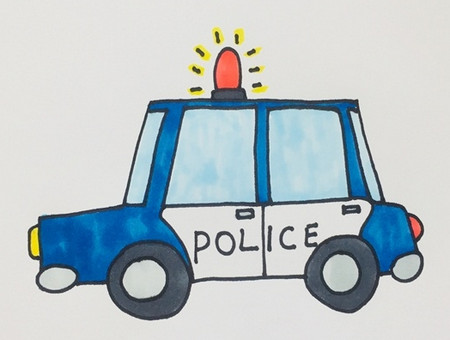 卡通警车怎么画简笔画步骤 中级简笔画教程-第1张