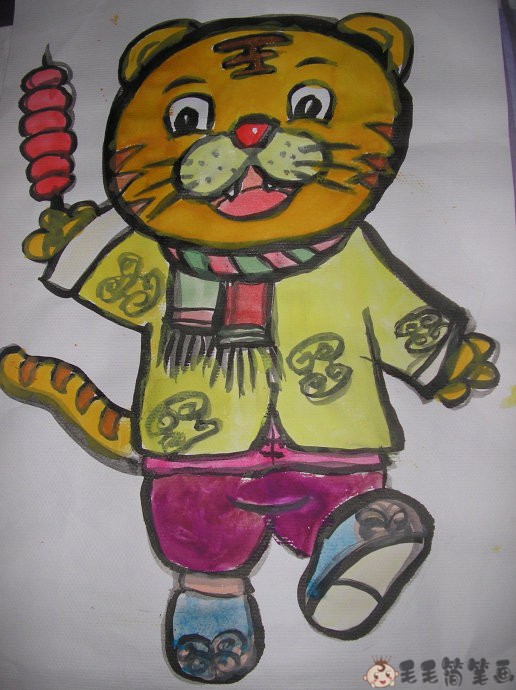 虎年生肖虎儿童绘画作品