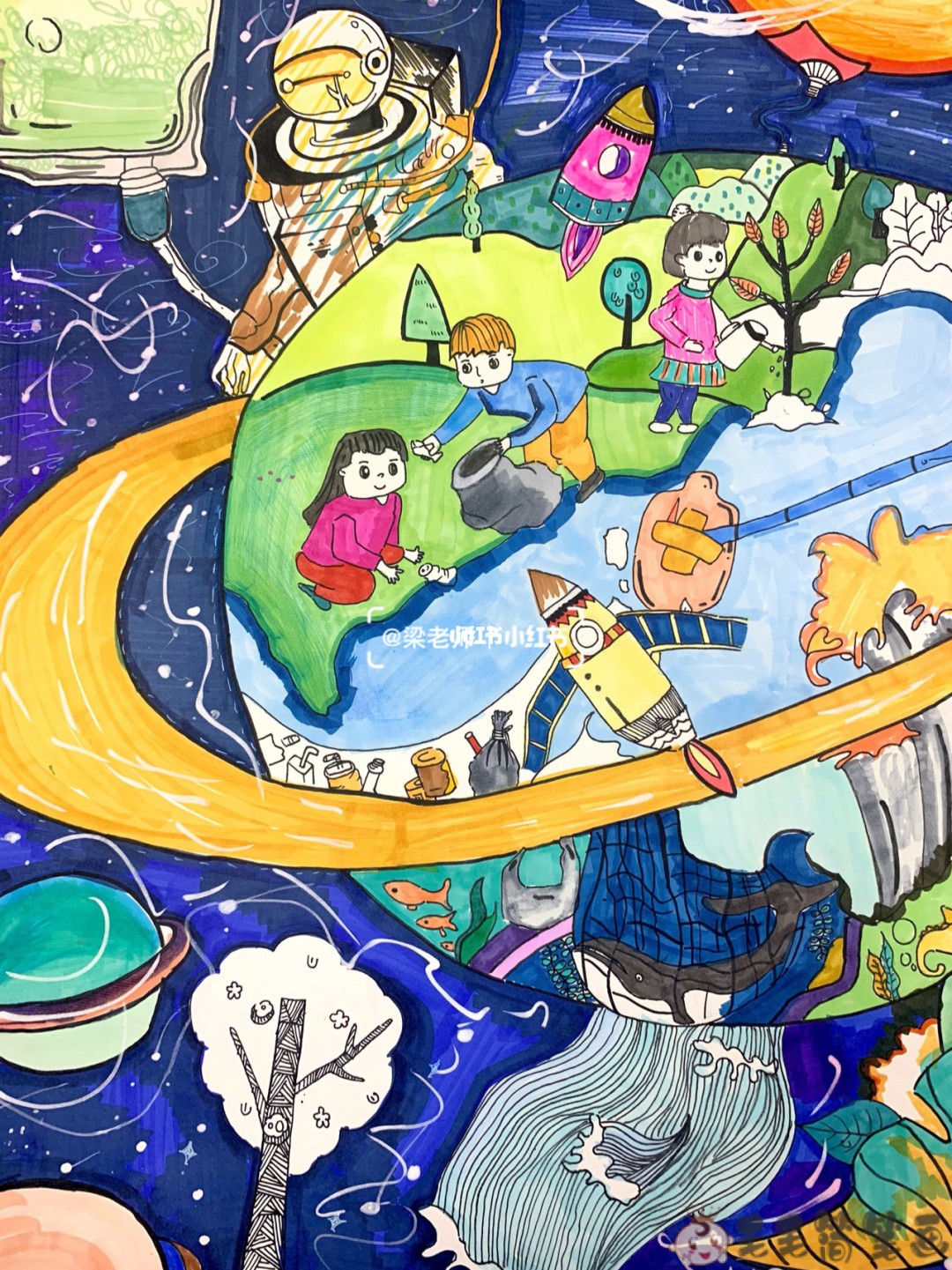 地球家园幼儿画画
