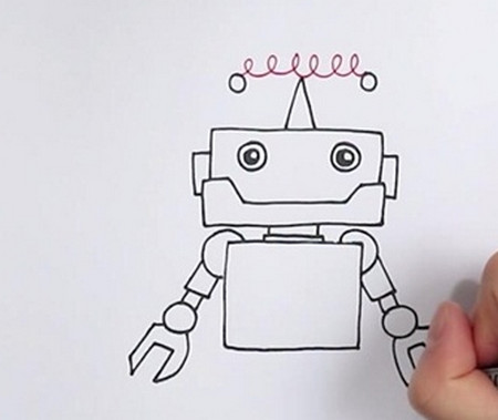 机器人简笔画步骤画法 中级简笔画教程-第3张