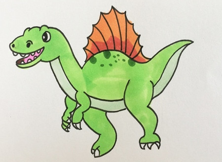 棘龙简笔画 恐龙的画法步骤 中级简笔画教程-第1张