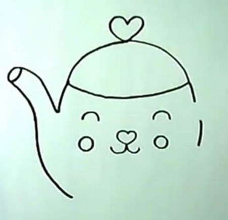 茶壶简笔画步骤图 茶壶彩色画法教程 中级简笔画教程-第5张
