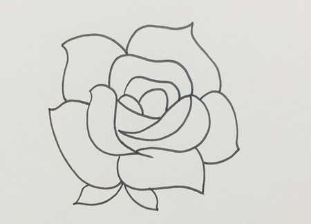 盛开玫瑰花的画法步骤图解 中级简笔画教程-第3张
