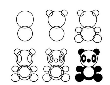 几种不同的大熊猫简笔画画法 中级简笔画教程-第1张