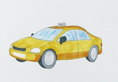 出租车怎么画简单画法 中级简笔画教程-第1张