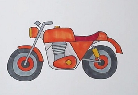 摩托车简笔画简单画法 中级简笔画教程-第1张